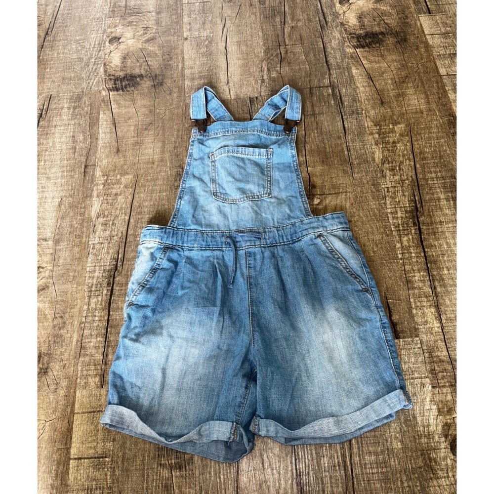 Cat & Jack Girls Denim Shortalls Light Wash Blue Overalls Size L 10/12